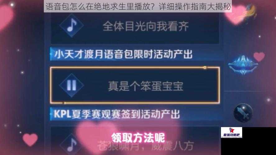 语音包怎么在绝地求生里播放？详细操作指南大揭秘