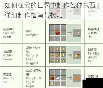 如何在我的世界中制作各种东西？详细制作指南与技巧