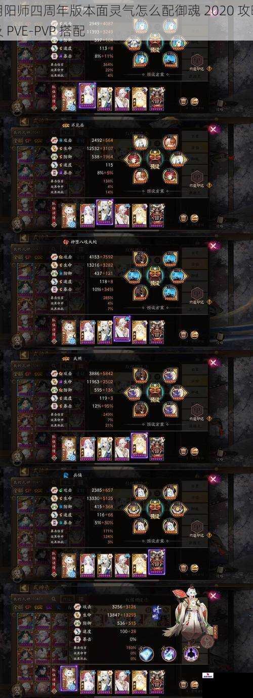 阴阳师四周年版本面灵气怎么配御魂 2020 攻略及 PVE-PVP 搭配