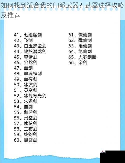 如何找到适合我的门派武器？武器选择攻略及推荐