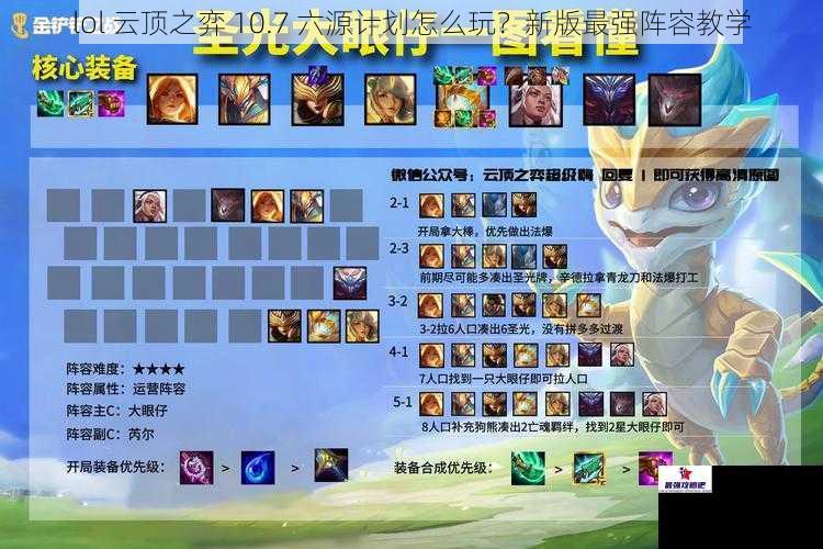 lol 云顶之弈 10.7 六源计划怎么玩？新版最强阵容教学