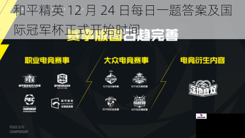 和平精英 12 月 24 日每日一题答案及国际冠军杯正式开始时间