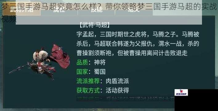 梦三国手游马超究竟怎么样？带你领略梦三国手游马超的实战视频