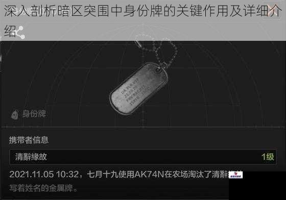 深入剖析暗区突围中身份牌的关键作用及详细介绍