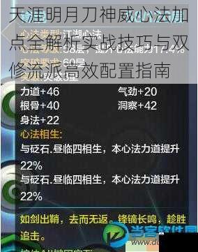 天涯明月刀神威心法加点全解析实战技巧与双修流派高效配置指南