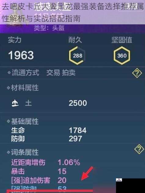 去吧皮卡丘大翼黑龙最强装备选择推荐属性解析与实战搭配指南