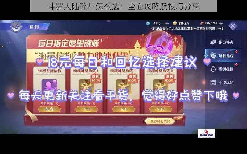 斗罗大陆碎片怎么选：全面攻略及技巧分享